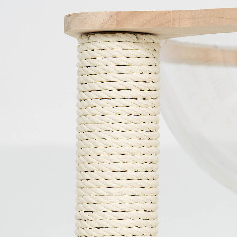 Acrílico transparente cápsula triangular gatillo de gato simple kraft cat scratchpost madera de roble cama de gato de madera sólida gatillo pequeño Specification image
