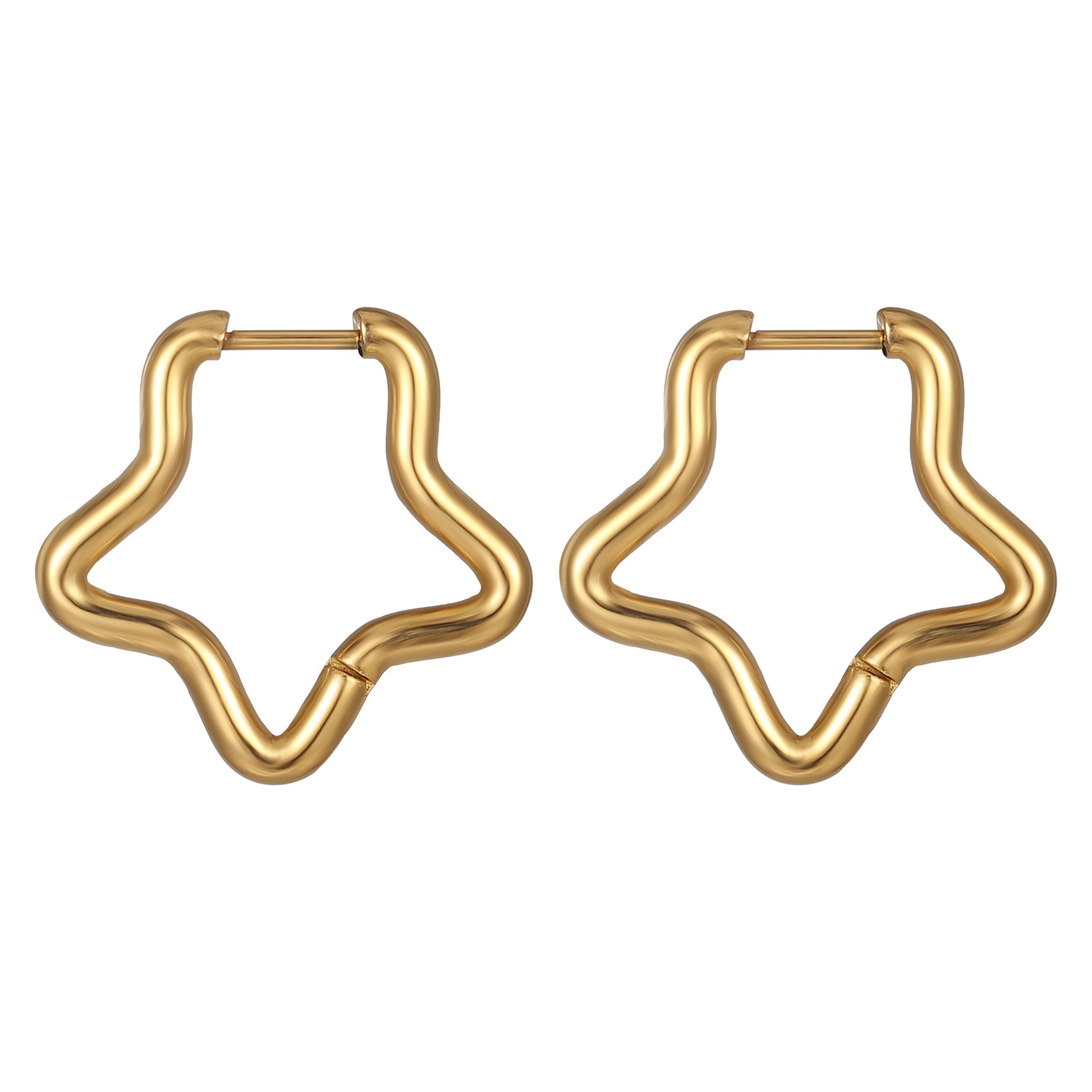 Cross-border geometric irregular stainless steel ear buckles, trendy and fashionable five-pointed star heart square polygonal titanium steel earrings Specification image