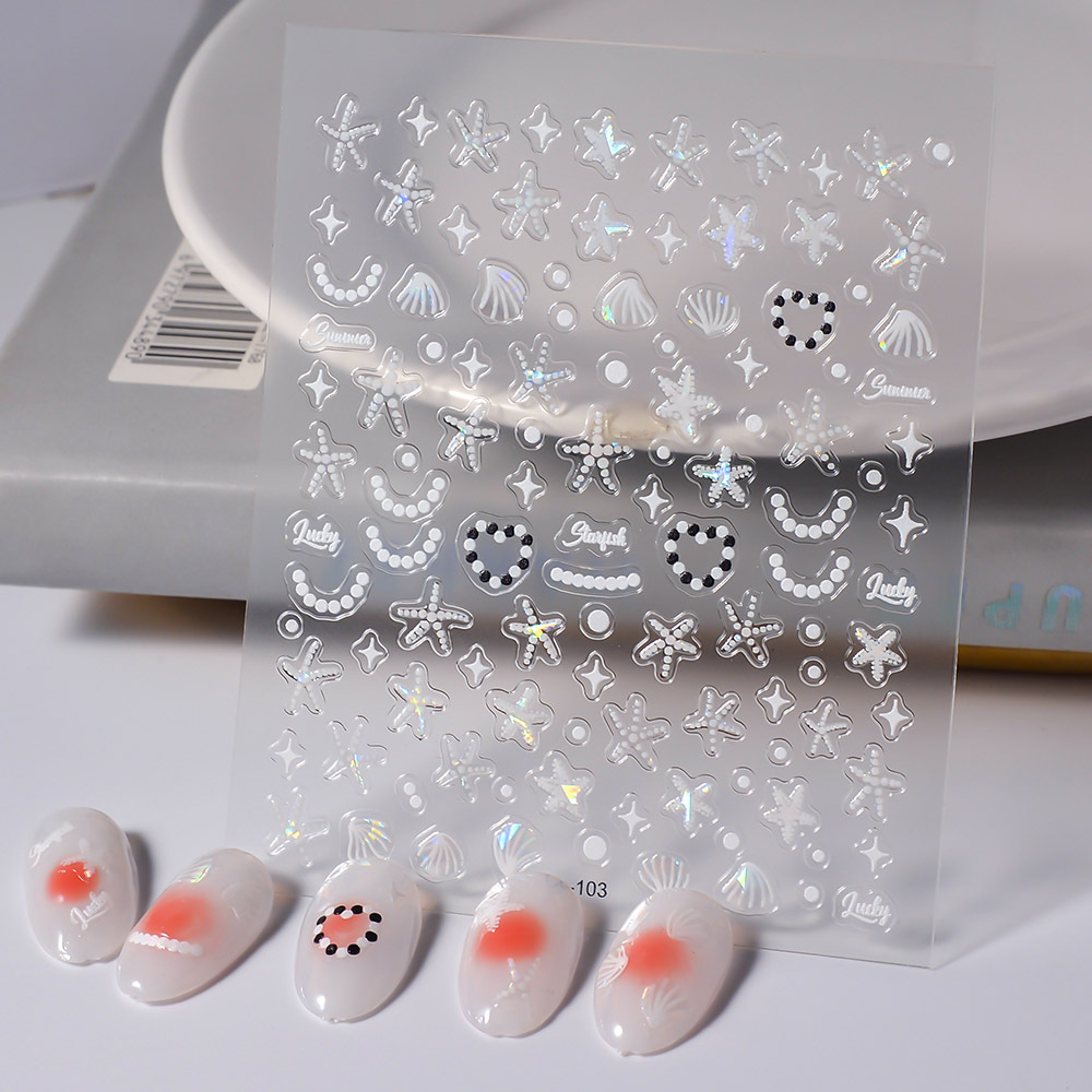 Dazzling reflective starfish, pearl and shell nail art, sweet and fresh planner accessories, high-end self-adhesive stickers factory direct sales details Picture