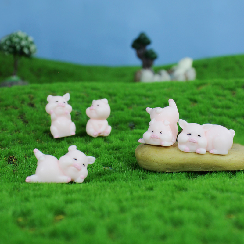微景观小猪猪动物摆件树脂工艺品微缩盘景家居装饰小礼品蛋糕摆件