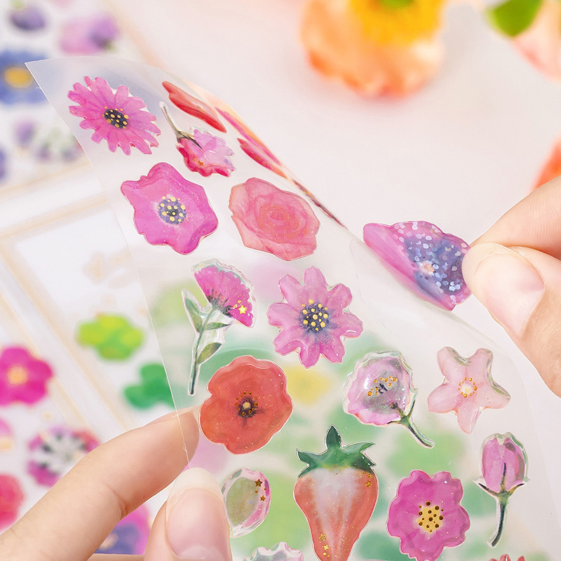 Flower dream resin crystal sticker, gilded transparent three-dimensional decorative planner, mobile phone sticker material, planner sticker Specification image