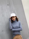 Simple and fashionable high round pit striped knitted sweater, soft and skin-friendly, moderate thickness, women's knitted sweater made in Dongguan Specification image
