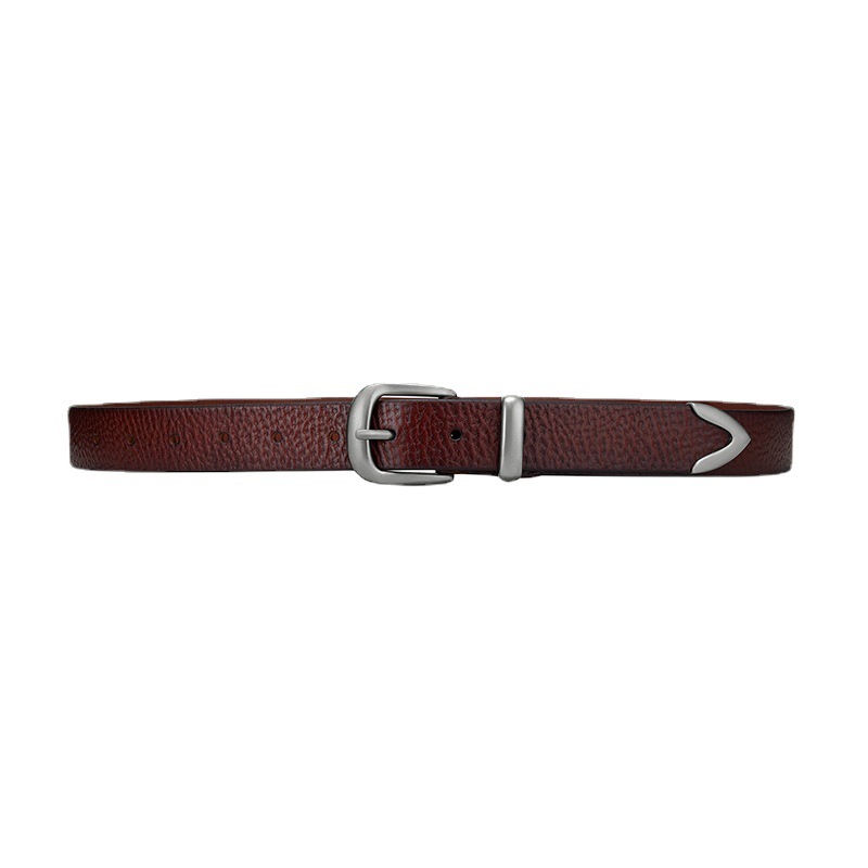 Handmade Top Layer Cowhine Leather Belt Women Vintage Vegetable Tanned Pure Cowhine Needle Buckle Men's Overalls To Make Old Leather Waistband Item Picture