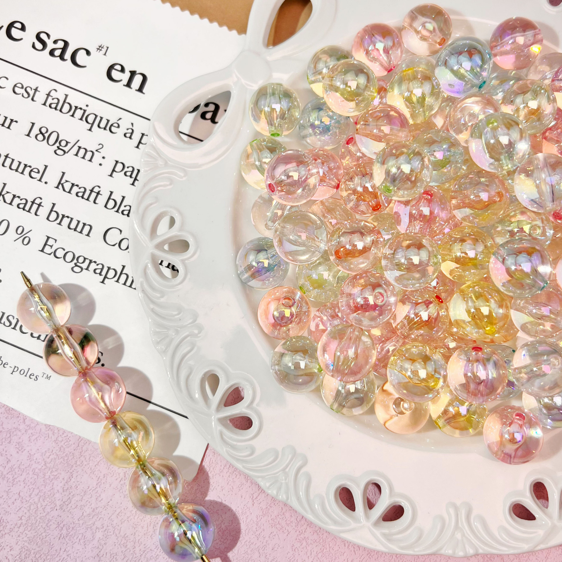 16mm alta carga a través de color mermaid hime resina con cuentas sueltas hecho a mano DIY accesorios carro colgante cadena de teléfono plástico cuentas redondas details Picture