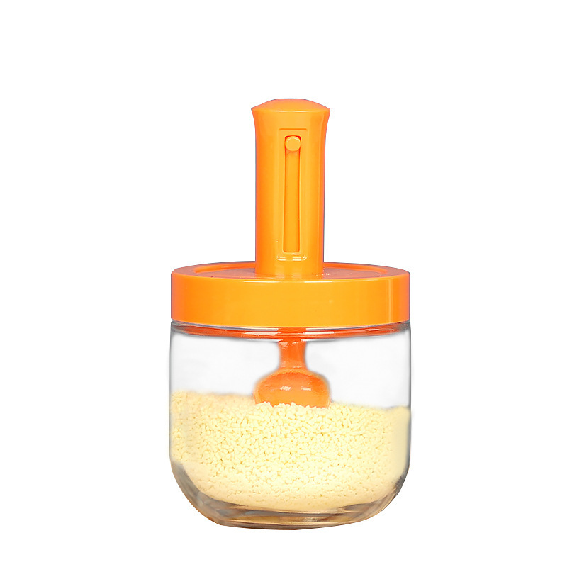 新款可伸缩调料瓶勺盖一体盐罐套装厨房用品调味盒密封玻璃控盐瓶详情图5