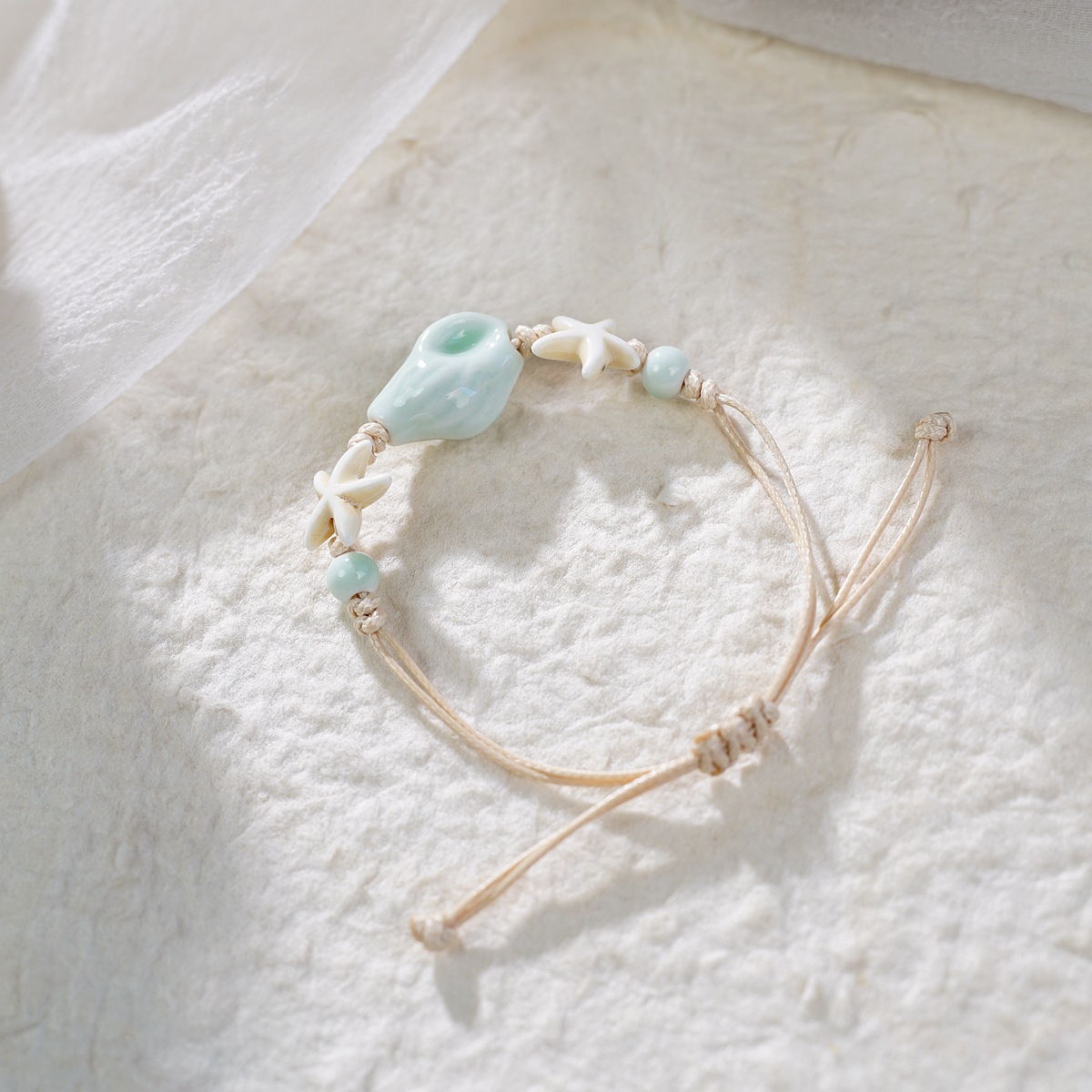 Origin source woven ceramic bracelet, niche design, high-end feel, sweet and feminine, versatile, artistic ocean shell bracelet Specification image