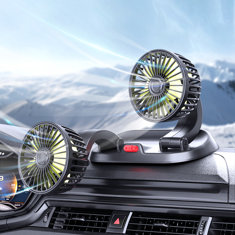 Summer New Car Home Two-Head Fan Car With Adjustable Multi-Function Car Mini Two-Head Small Fan details Picture