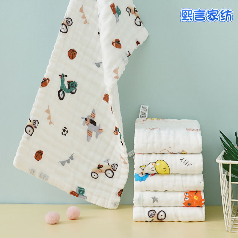 Six Layers Of Gauze Children's Towel Cotton Baby Baby Child Towel Class A 25*50 High-Density Saliva Towel Cartoon Small Handkerchief Application Scenario