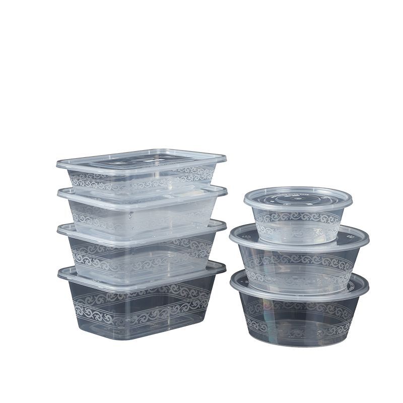 Disposable lunch boxes with LIDS, thickened, transparent 1000 rectangular takeout boxes, plastic lunch boxes for catering and commercial use Item Picture