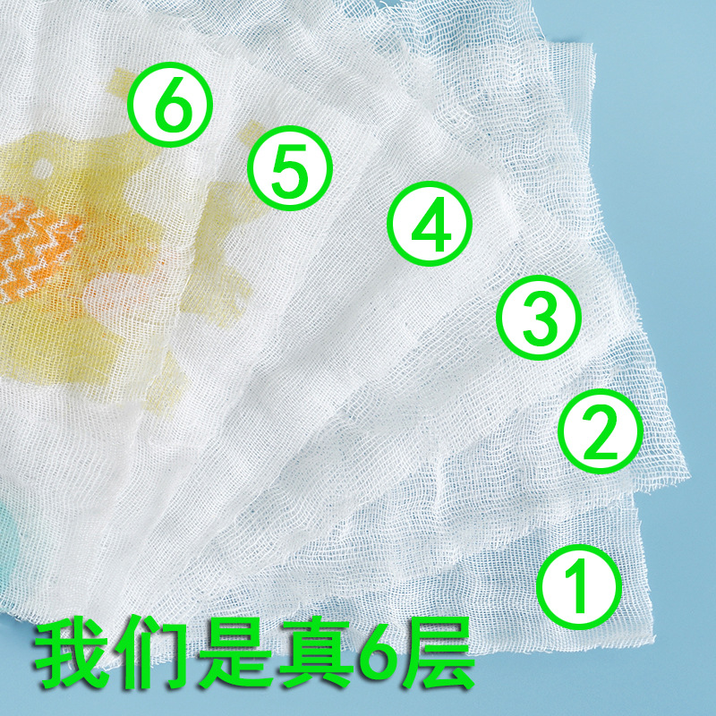 Pure Cotton Six-Layer Gauze Class A Baby Square Baby Face Wash Saliva Towel Cotton Handkerchief Small Square details Picture