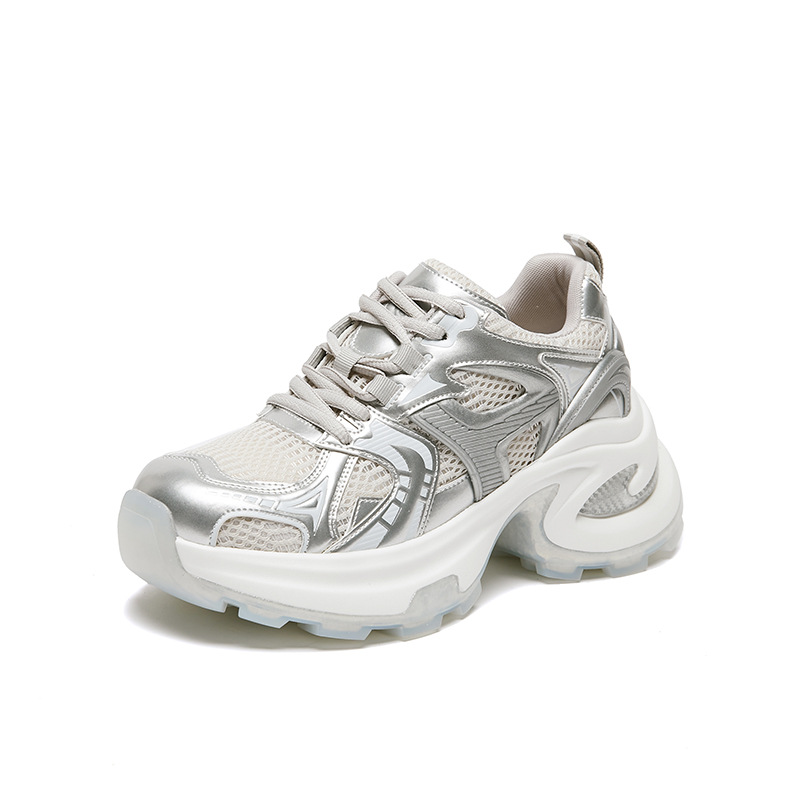 European Site Red Daddy Shoes Female Ins Tide 2024 Spring New Korean Version Of The Fashion Trend Thick Sole Sports Single Shoes Item Picture