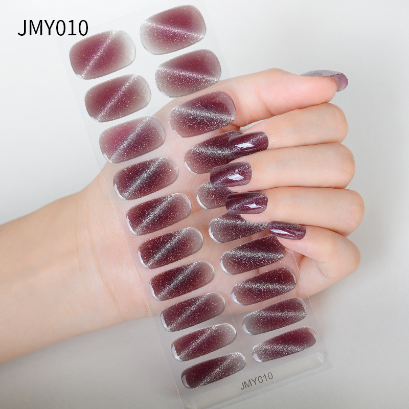 Cross-border cat's Eye nail stickers, Blush nail phototherapy stickers, second-generation UV semi-curing nail Full stickers, semi-baking gel nail stickers Application Scenario