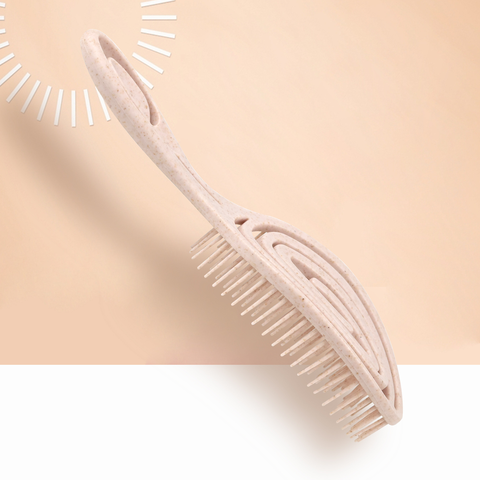 New wheat straw hollowed-out circular comb, elliptical arc-shaped elastic mosquito repellent comb, massage ribs shaped hair comb Application Scenario