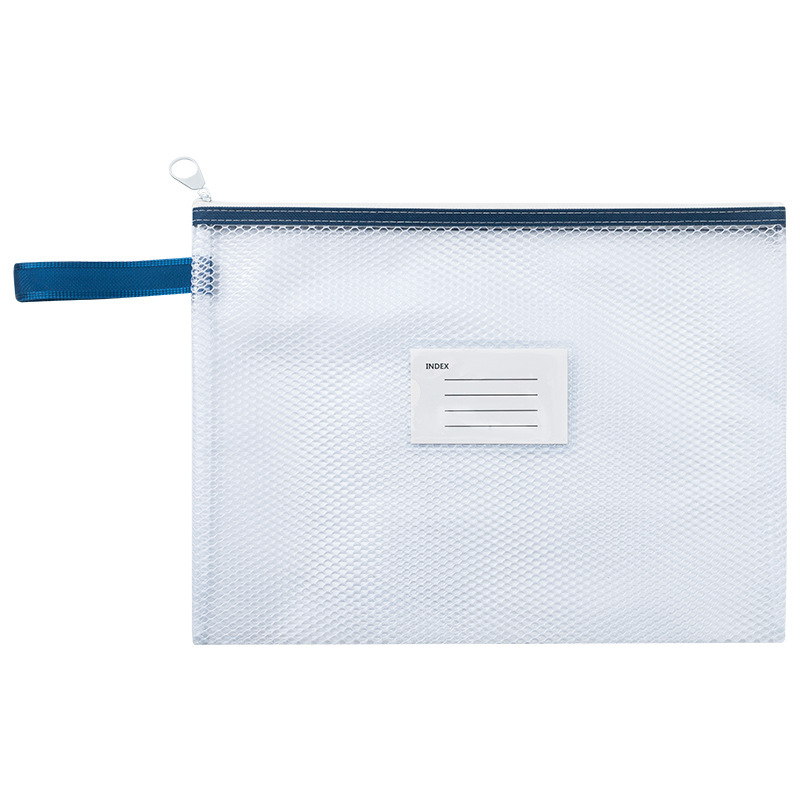 Transparent PVC file bag, waterproof mesh zipper bag, thickened student test paper storage bag, hand-held subject classification bag Item Picture