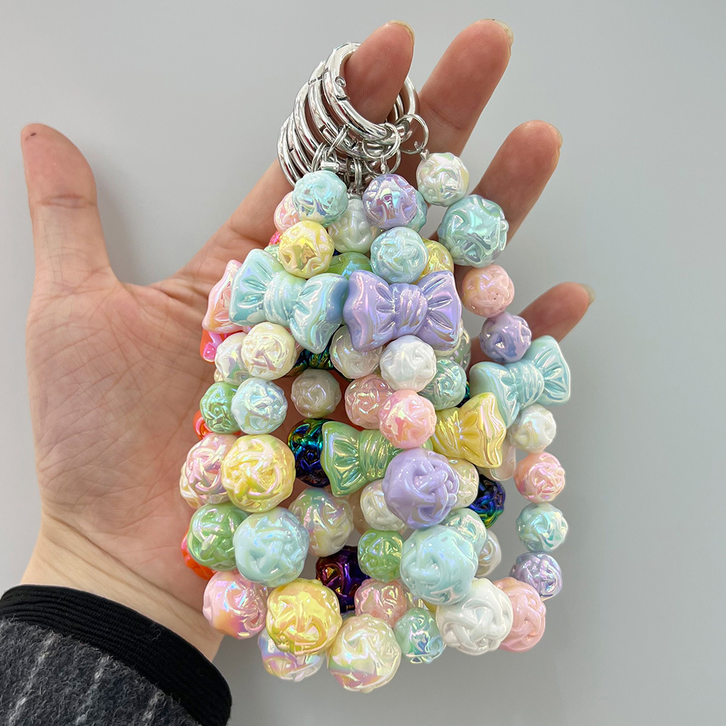 Card 12/16Mm Color Plated Uv Solid Color Wool Flower Ball Diy Bracelet Beading Material Straight Hole Bead Jewelry Accessories details Picture