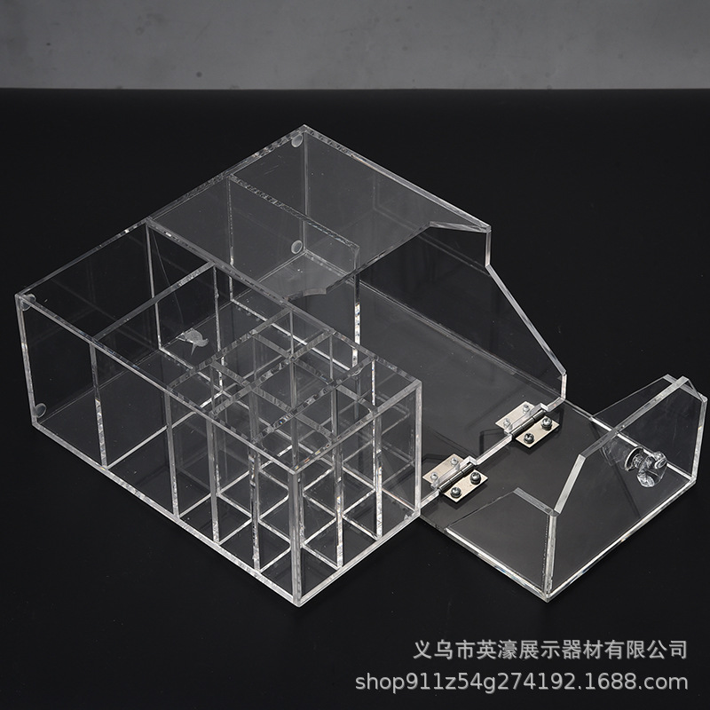 Multi-Functional Acrylic Storage Box Transparent Dust-Proof Desktop Clamshell Lattice Display Box Large Capacity Dresser Storage details Picture