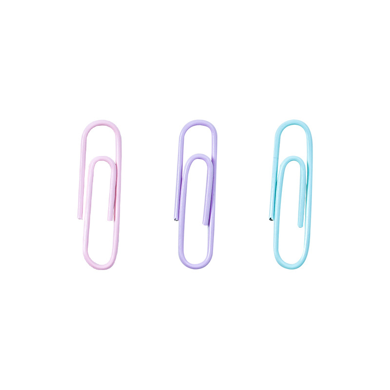 Wholesale of cross-border best-selling 28mm paper clips, creative paper clips, macaron-colored metal binding, financial and office supplies Item Picture