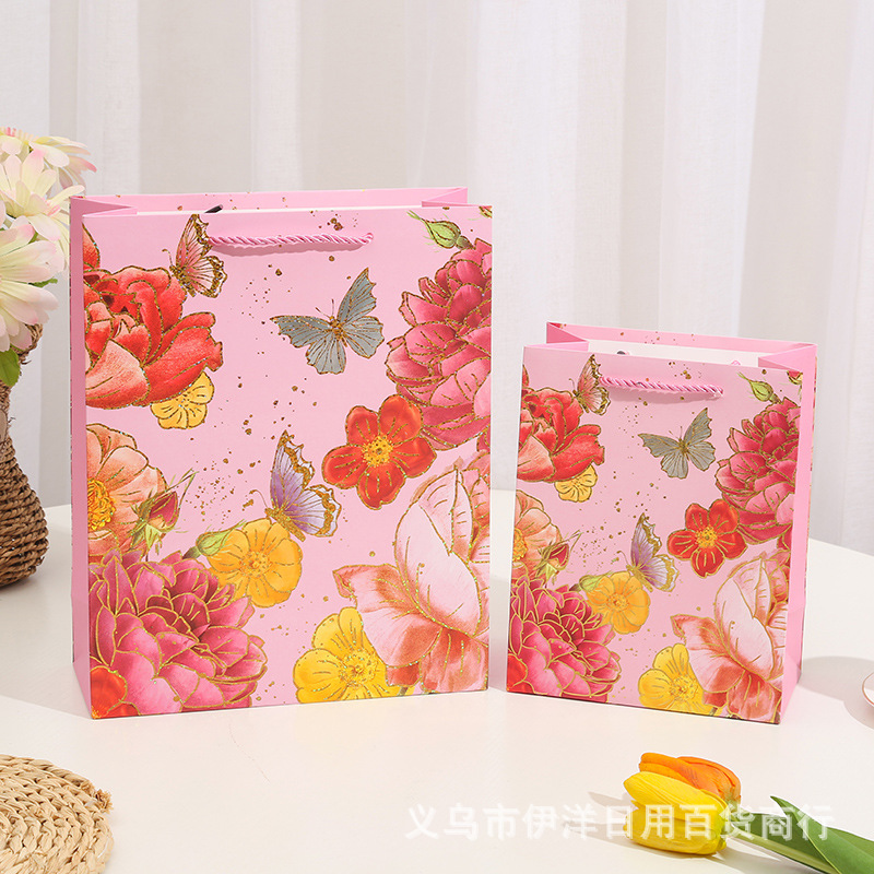 Gilded seven-color butterfly gift bags, hand-held bags, gilded powder-coated paper bags, birthday return gifts, souvenirs, South American packaging bags details Picture