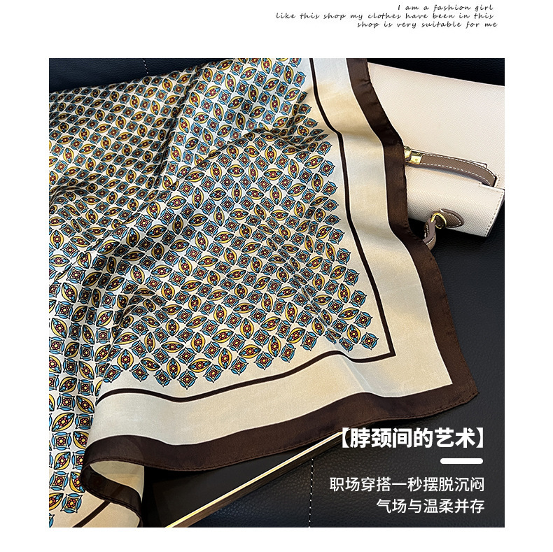 【合集二】跨境亚马逊小方巾丝巾女头巾春秋搭配护颈围脖子薄围巾详情8