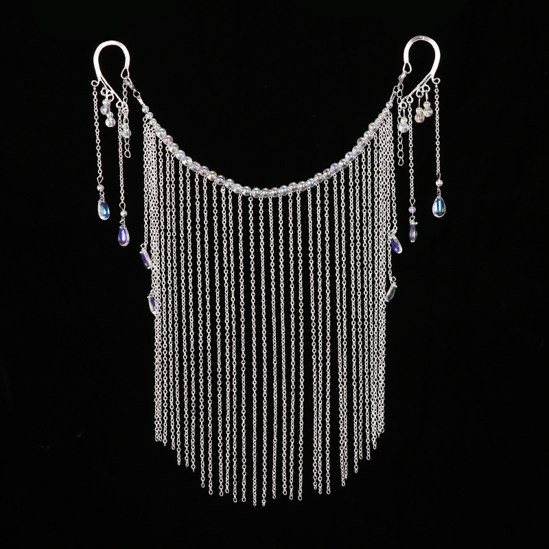 The face curtain, ancient-style facial veil, tassel ear-hanging, Hanfu, ancient costume headwear, full set of facial coverings, super ethereal accessories Specification image