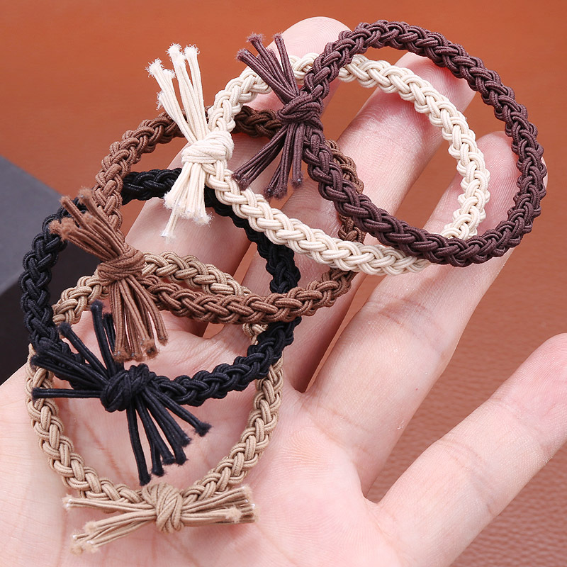 Korean-style coffee bow hair tie, hand-woven rubber band hair tie, forest girl style, milk tea-colored ponytail headwear Application Scenario
