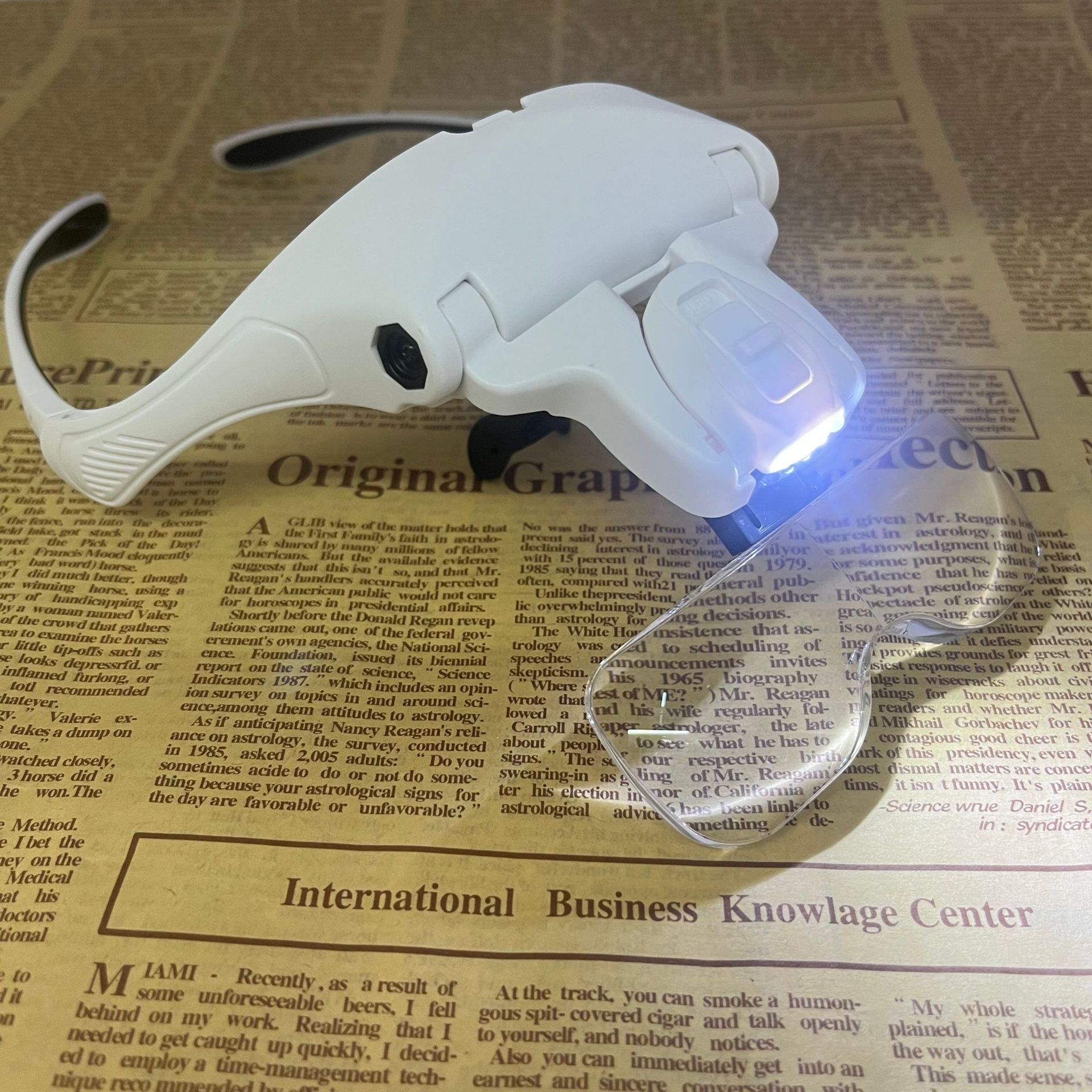 Wholesale of the new 9892B2B head-mounted glasses magnifying glass with 4LED battery and 5 sets of lenses on cross-border Amazon Application Scenario