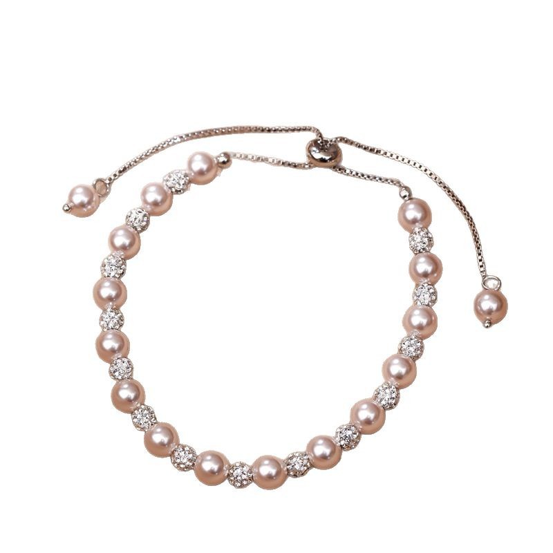 Manta rose-colored pearl bracelet, women's beaded, high-end, niche new Chinese-style crystal diamond ball New Year jewelry wholesale Item Picture