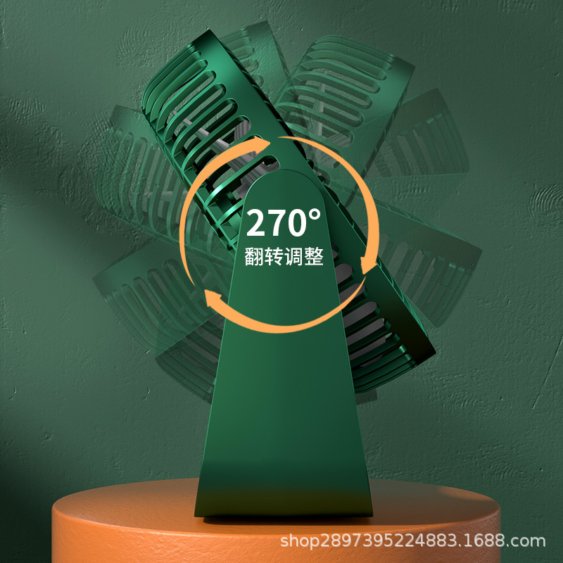 Usb Small Fan Rechargeable Lithium Battery Office Desktop Student Dormitory Three Adjustment Light Sound Large Wind details Picture