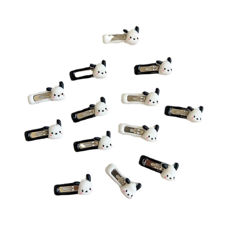 Spring Simple Cartoon Black And White Dog Hair Clip Day Instagram Cute Sweet Girl Side Clip Bb Clip Bangs Clip Item Picture