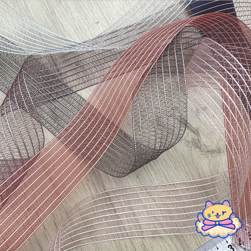 T! Imported Stripe 69 Yarn Handmade Diy Hair Accessories Bow Material Clothing Straw Hat Accessories Gift Box Packaging Specification drawing