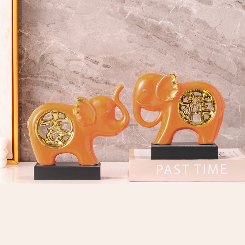 chinagoods Hotel supplies Home Decor e-commerce Exclusive Fish Elephant Ceramic Light Luxury Creative Decor, Growth Rabbit, student study decoration, living room, bedroom wine cabinet Specification image