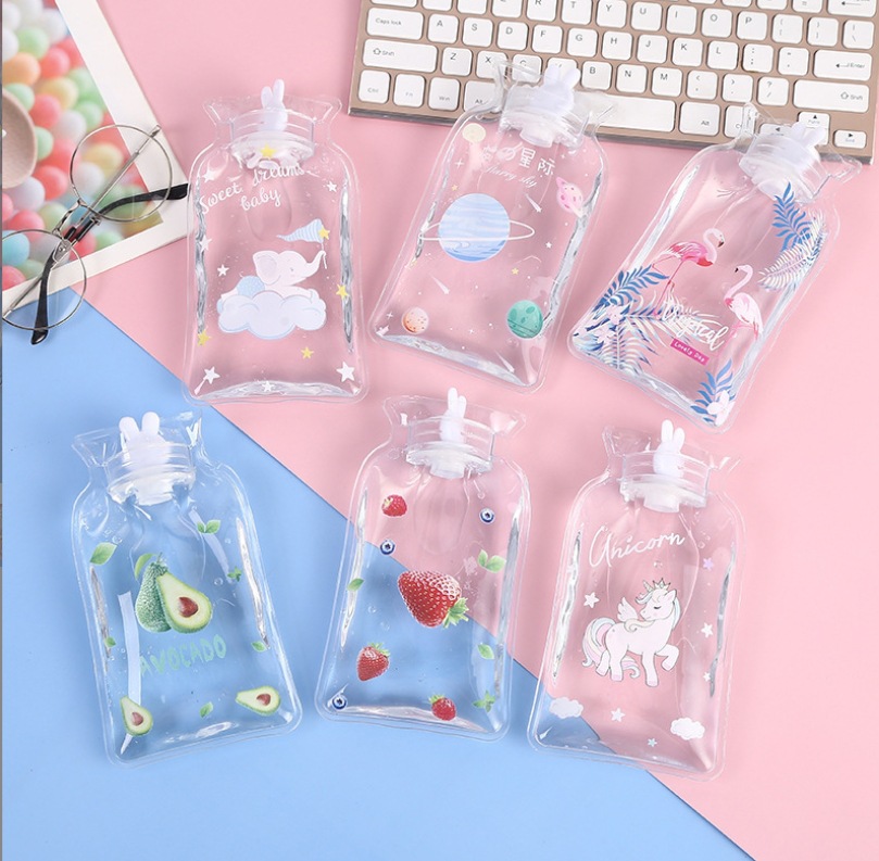 New transparent hot water bag cartoon student portable water-filled hand warmer Specification image