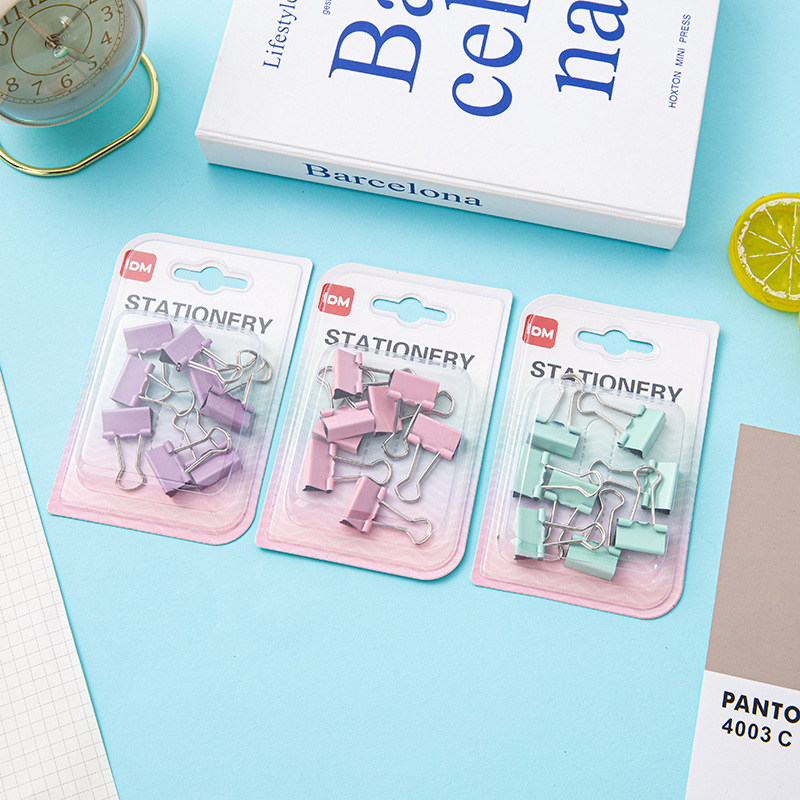 Factory-customized 19mm long-tail clip for office storage, wholesale macaron-colored effortless ticket holders, stationery
