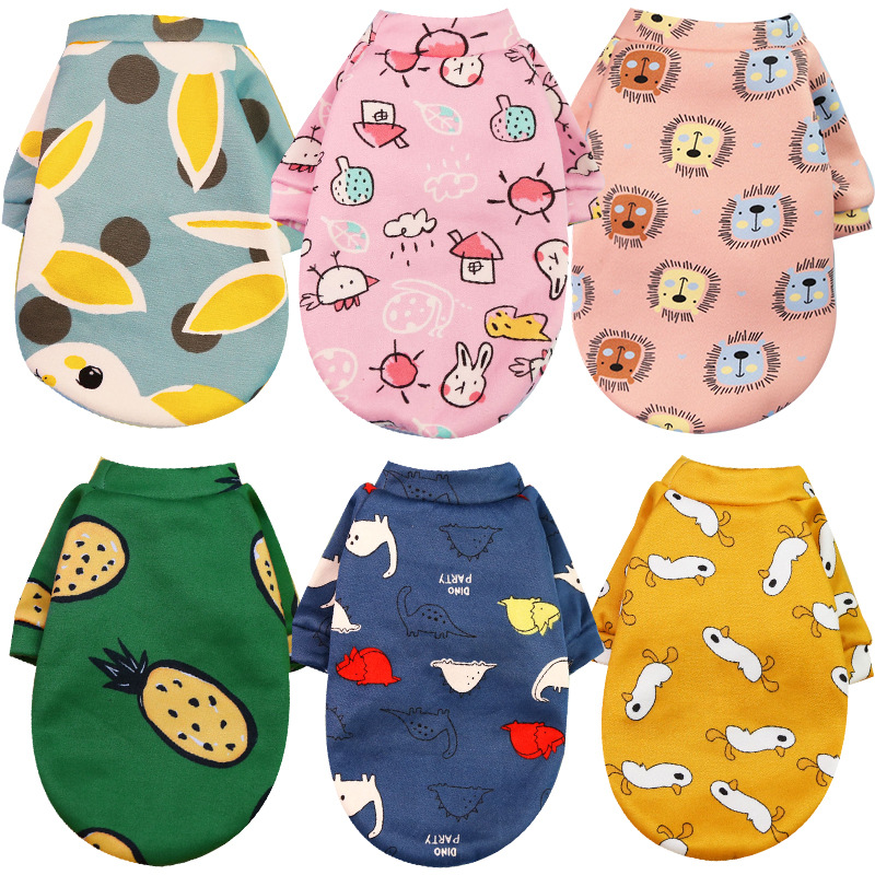 Printed cartoon pet clothes with fleece two-legged sweatshirts, spring and winter pullovers, dog and cat teddy supplies clothes Application Scenario