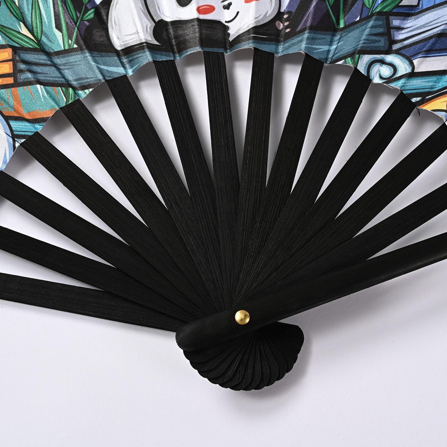 10-inch student ancient-style folding fan, silk fabric folding fan wholesale, illustration style folding fan, bar dance party fan Specification image