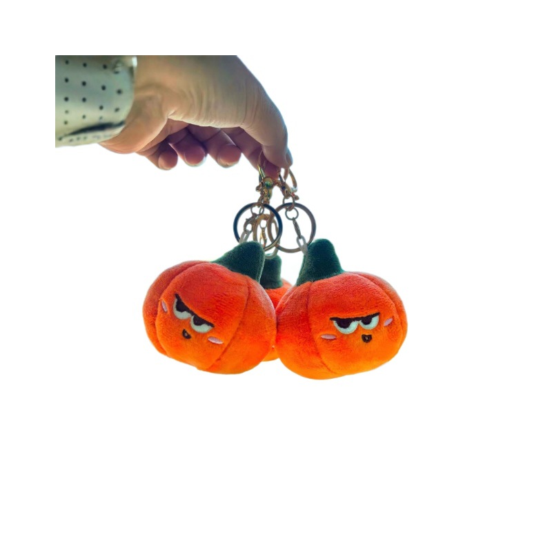 Halloween pumpkin keychain, schoolbag pendant, cute plush little ghost, backpack hanging decoration, claw machine wholesale Item Picture