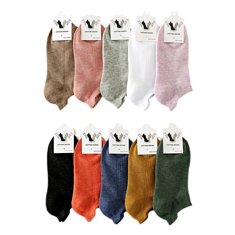 Earlift Imitation Double Needle Women's Socks Solid Color Cotton Foot Protection Women's Socks Boat Socks Invisible Student Women's Socks Wholesale Item Picture