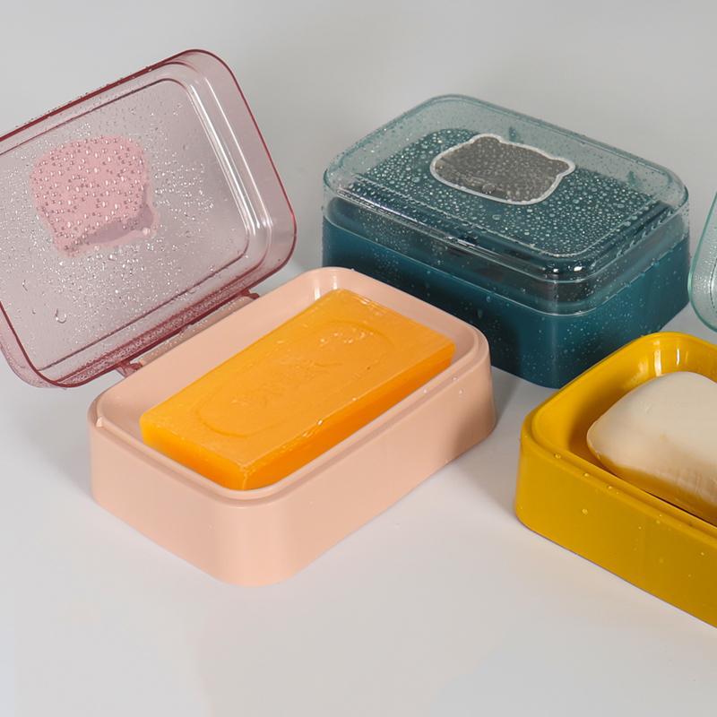 A creative large-sized soap box with a lid for travel, portable student dormitory bathroom, flip lid, draining soap, clothing soap box details Picture