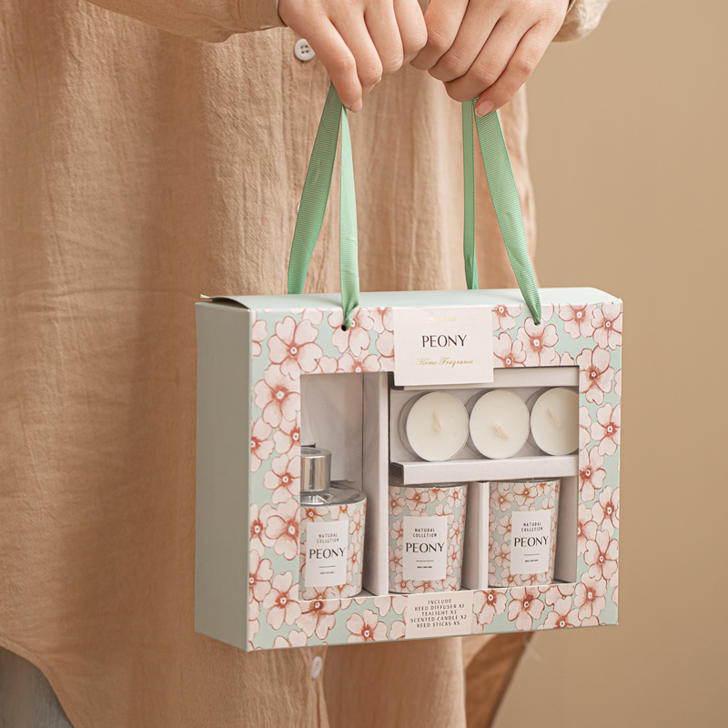 香薰蜡烛跨境结婚回礼厂家礼盒套装大豆蜡玻璃杯摆件香氛伴手礼物