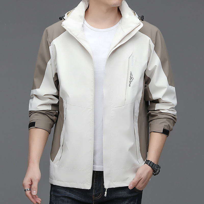 Middle-aged and young men's jacket, men's spring and autumn hooded top, 2023 new trendy casual down jacket for men details Picture