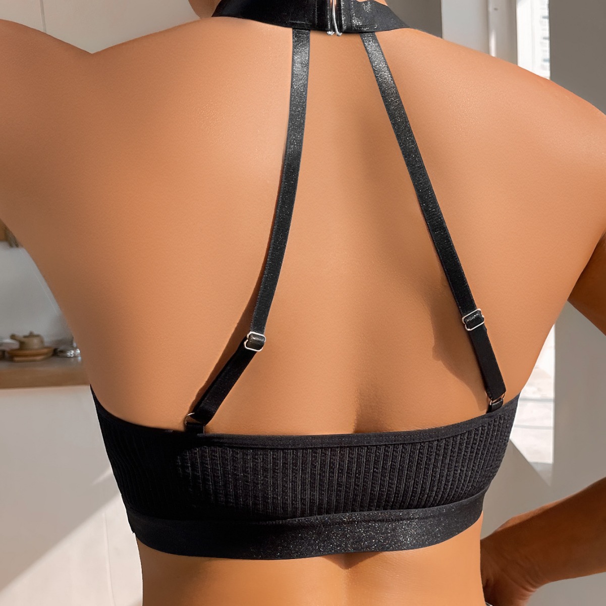 Olivia's Night cross-border exclusive women's vest bra with neck straps, adjustable large breasts, and can be worn outside. New Amazon bra Specification image
