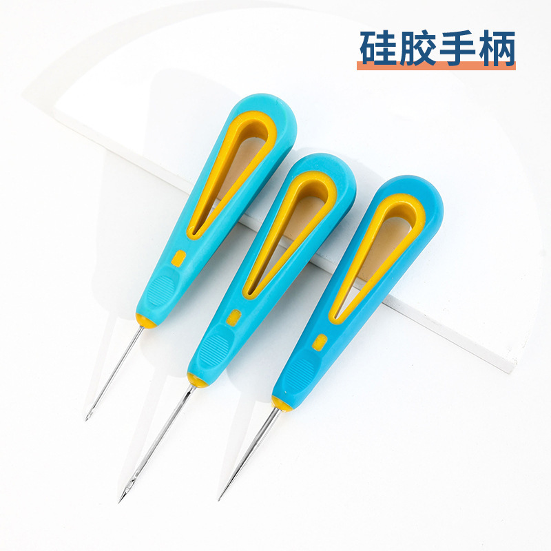 Rubber handle awl diy manual sole repair sole needle cone repair shoe perforation with hook awl leather thousand piece pass Specification drawing