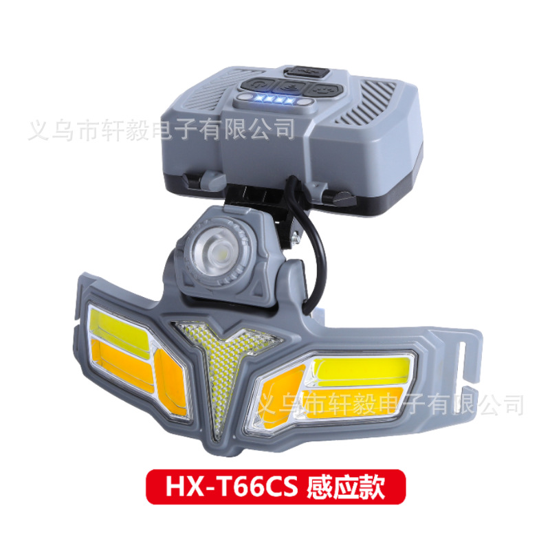 新款多光源感应矿灯太阳能充电包装盒应急灯输出充电户外野营警示