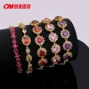 Chuangmei Jewelry offers wholesale of exaggerated and fashionable European and American colored artificial gemstone jewelry and retro alloy bracelets with ethnic style details Picture