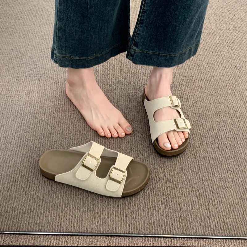 Thick-soled Boken slippers for women's summer outdoor wear 2026 new style casual retro Boken beach shoes French outdoor flip-flops