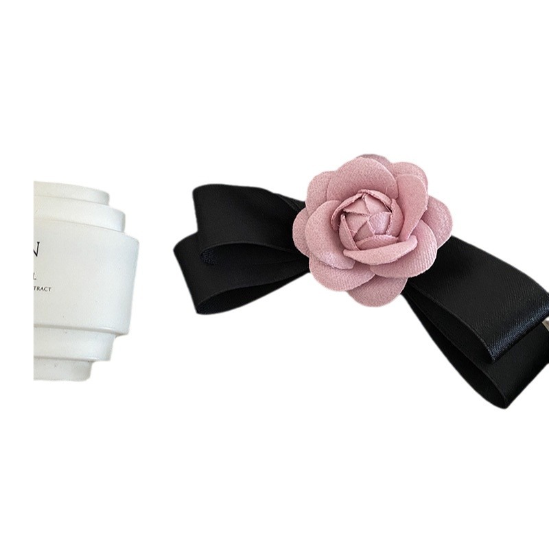 Autumn And Winter New Sweet And Gentle Camellia Flower Bow Hair Clip Small Fragrance Wind Back Head Top Clip Hair Accessories Woman Item Picture