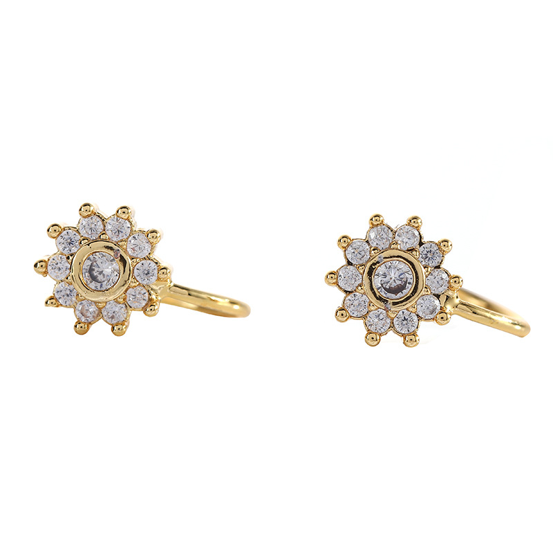 Creative Sunflower Opening Free Piercing Nose Ring Fashion Personality Hao Stone Piercing Jewelry High Sense Jewelry Accessories For Women Item Picture