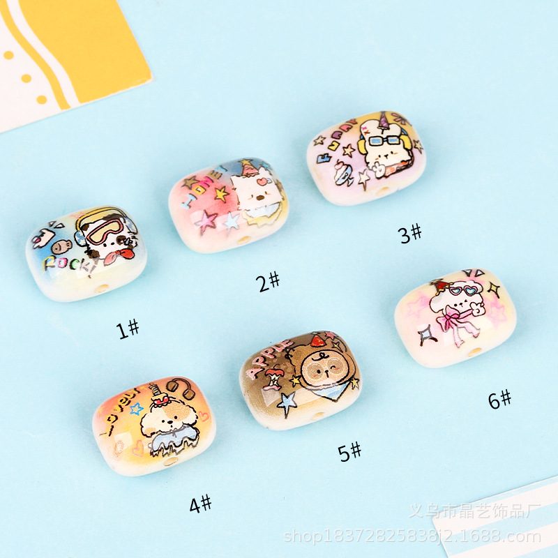 Cute dog bread beads, steamed bun beads, vertical hole acrylic beads, diy bracelet, mobile phone chain, head rope, accessories pic 6