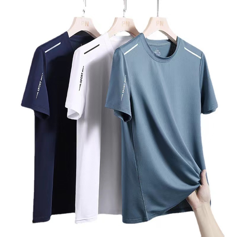 短袖/t恤男士短袖潮流/T恤/服装/半袖白底实物图