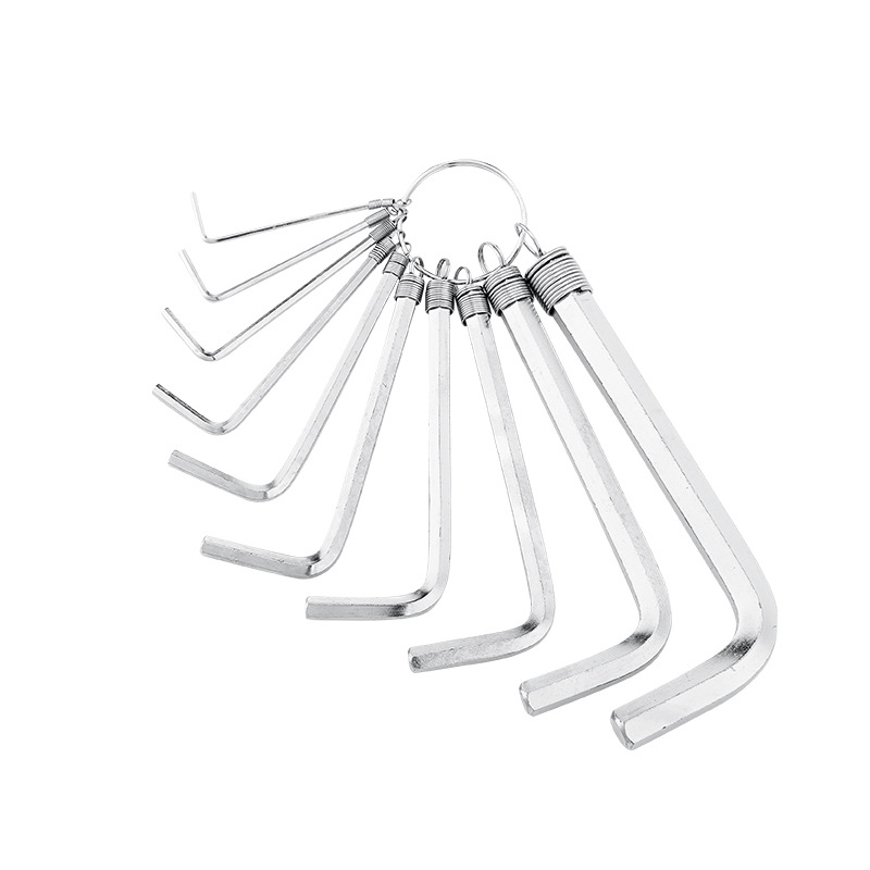 10-piece set of flat-head L-shaped hex socket wrenches with rings, 10pc set of portable tools in stock